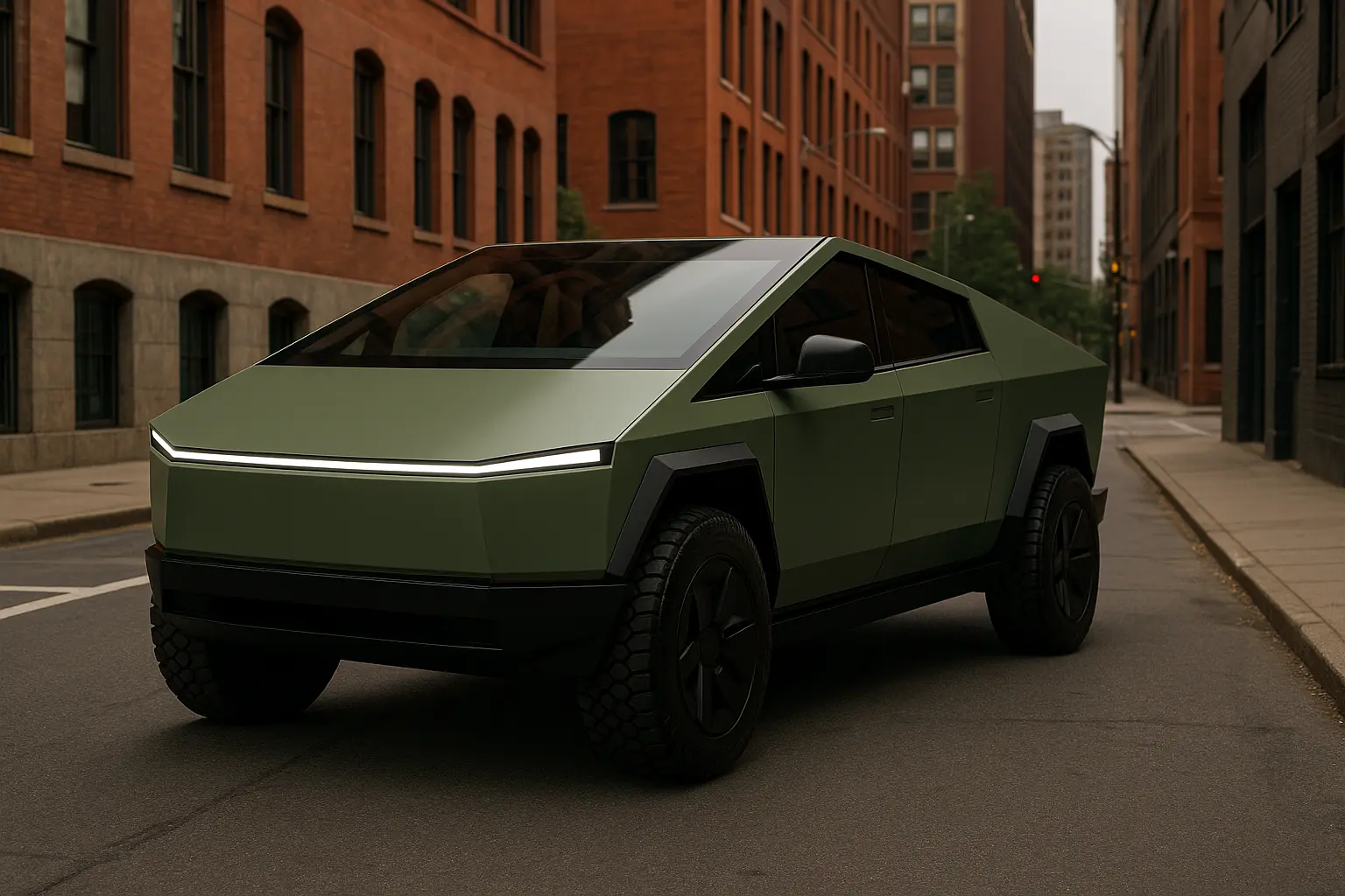 Tesla Cybertruck 2025 Looks Bold in Urban Matte Green